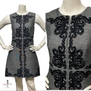 DIANE von FURSTENBERG DVF Embroidered Scrollwork Retro Sheath Dress $498 S 4